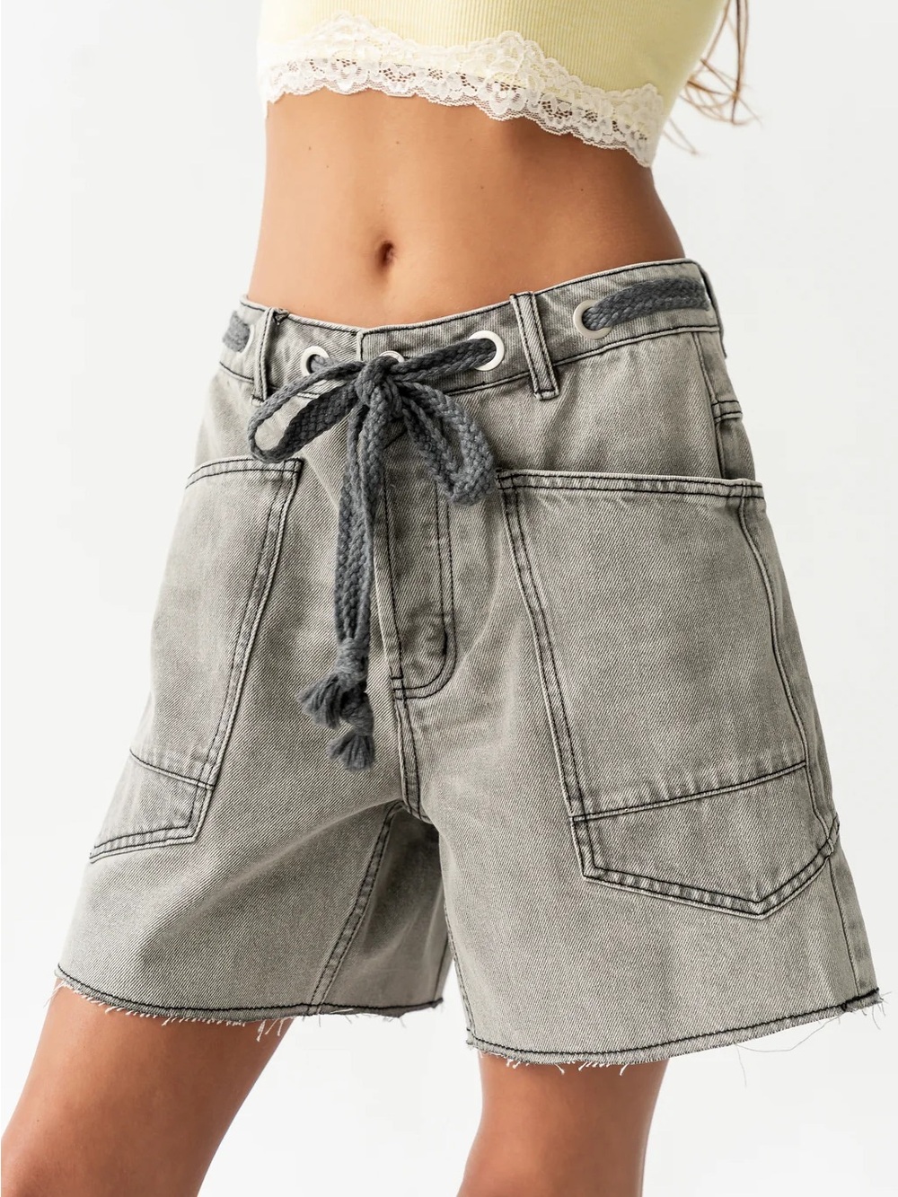 Bohme Finneas Denim Short in Grey
